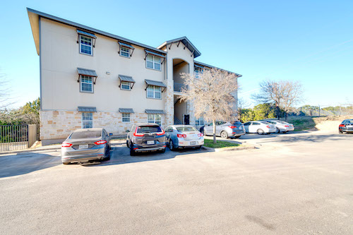 The exterior of Logan Ridge, a sister property next door.