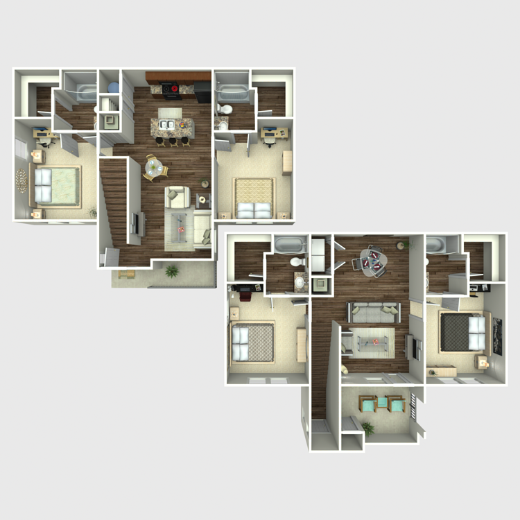 A 4 bedroom floor plan.